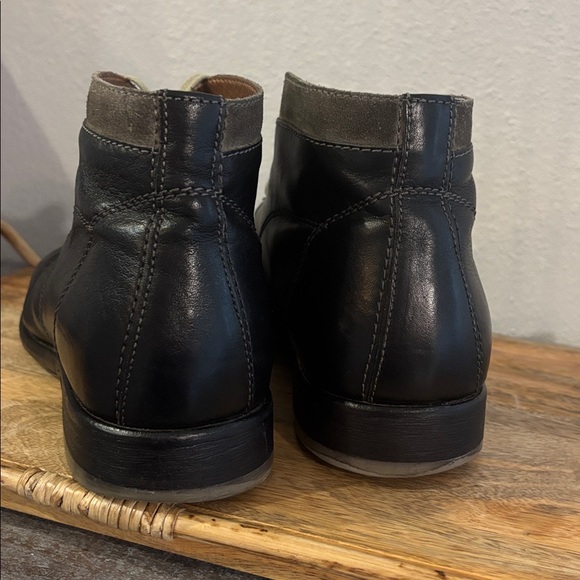 8.5 M Johnston & Murphy Black Leather Boot Shoes Waterproof J&M Flex Sheepskin - Picture 5 of 8